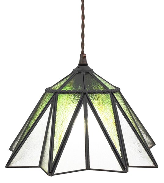 Zelený závesný Tiffany luster v tvare kvetu Hiede - Ø 31*107 cm E27/max 1*40W - Clayre & Eef