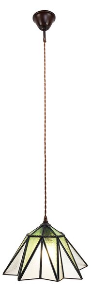 Zelený závesný Tiffany luster v tvare kvetu Hiede - Ø 31*107 cm E27/max 1*40W - Clayre & Eef