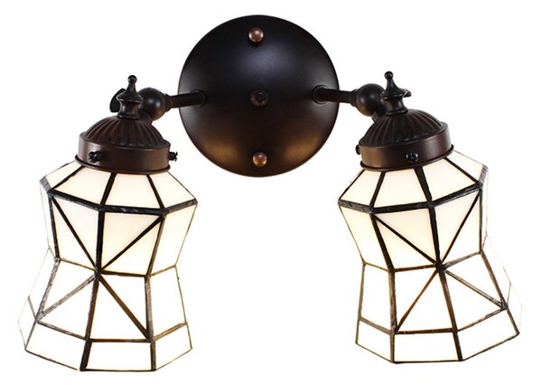 Nástenná lampa Tiffany s bielymi tienidlami Joanne - 30*23*23 cm E14/max 2*25W - Clayre & Eef