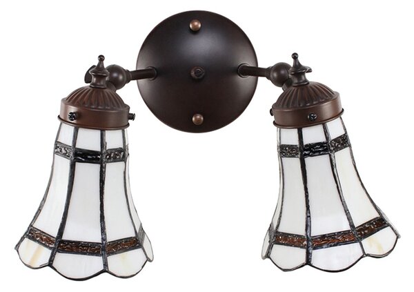 Nástenná lampa Tiffany s bielymi tienidlami Ponnie - 30*23*23 cm E14/max 2*25W - Clayre & Eef