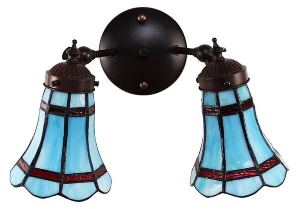 Nástenná Tiffany lampa 2 tienidlá červené pruhy RedLine - 30*23*23 cm E14/max 2*25W - Clayre & Eef