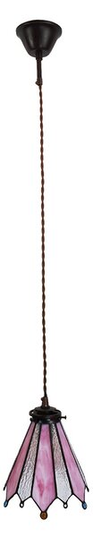 Závesná lampa Tiffany Flowerbell pink - 18*15*115 cm E14/max 1*25W - Clayre & Eef