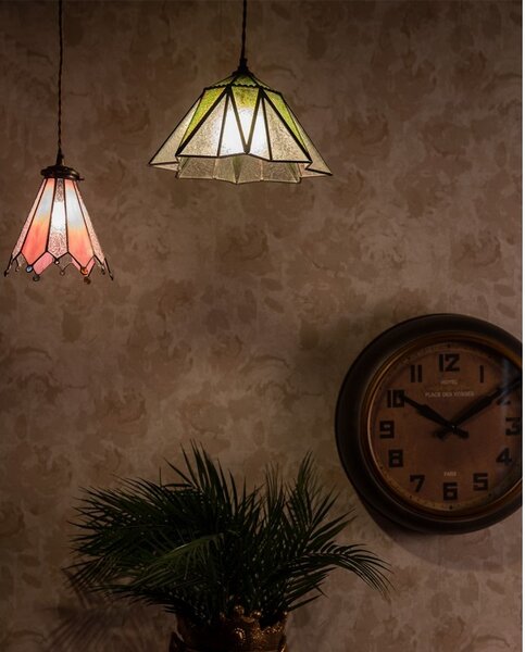 Závesná lampa Tiffany Flowerbell pink - 18*15*115 cm E14/max 1*25W - Clayre & Eef