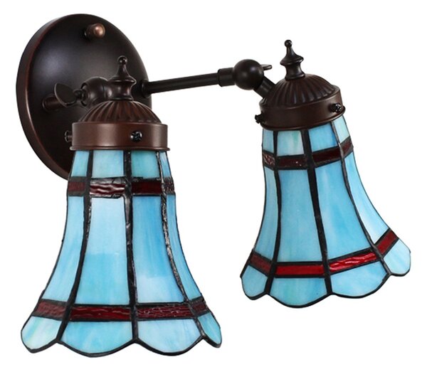 Nástenná Tiffany lampa 2 tienidlá červené pruhy RedLine - 30*23*23 cm E14/max 2*25W - Clayre & Eef