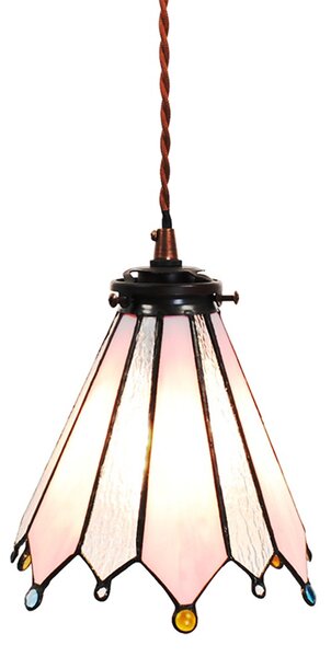 Závesná lampa Tiffany Flowerbell pink - 18*15*115 cm E14/max 1*25W - Clayre & Eef