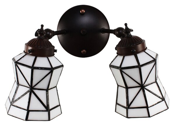 Nástenná lampa Tiffany s bielymi tienidlami Joanne - 30*23*23 cm E14/max 2*25W - Clayre & Eef