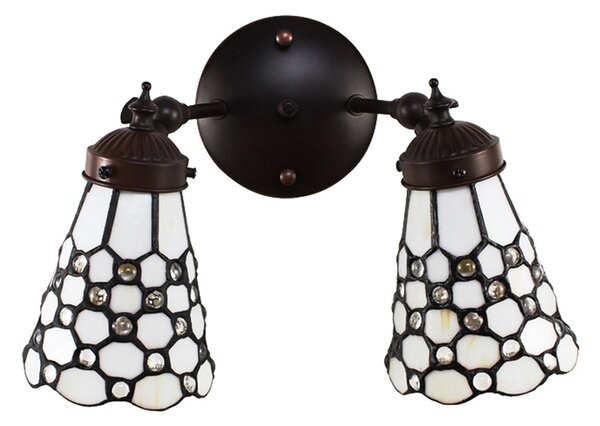 Nástenná lampa Tiffany s bielymi tienidlami Panne - 30*23*23 cm E14/max 2*25W - Clayre & Eef