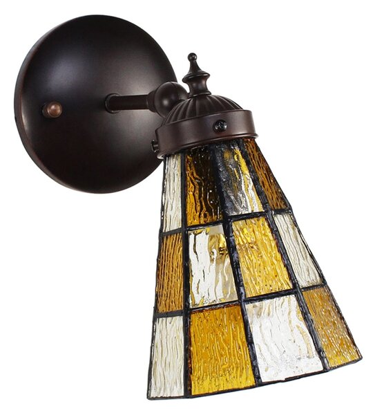 Závesná Tiffany lampa so žltými obdĺžnikmi Chessboa - 17*12*23 cm E14/max 1*40W - Clayre & Eef