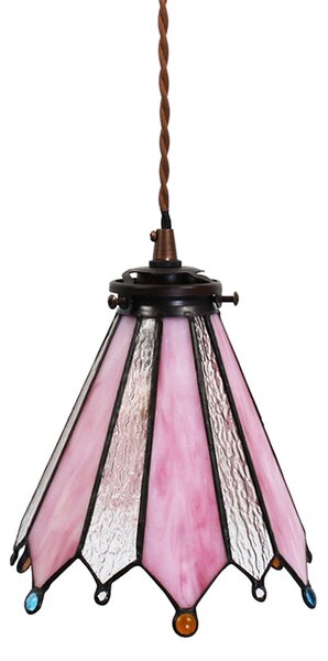 Závesná lampa Tiffany Flowerbell pink - 18*15*115 cm E14/max 1*25W - Clayre & Eef