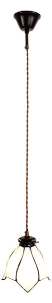 Biela závesná Tiffany lampa v tvare kvetu Folwia - Ø18*115 cm E14/max 1*25W - Clayre & Eef