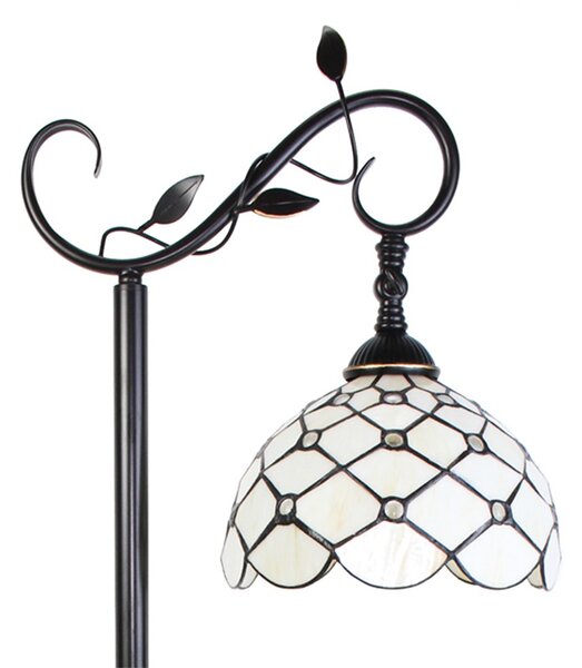 Biela stojacia Tiffany lampa kamienky TransparentEye - 36*25*152 cm E27/max 1*60W - Clayre & Eef