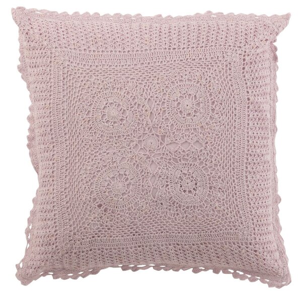 Fialkový bavlnený vankúš s čipkou Lace violet - 42*12*42cm - J-Line by Jolipa