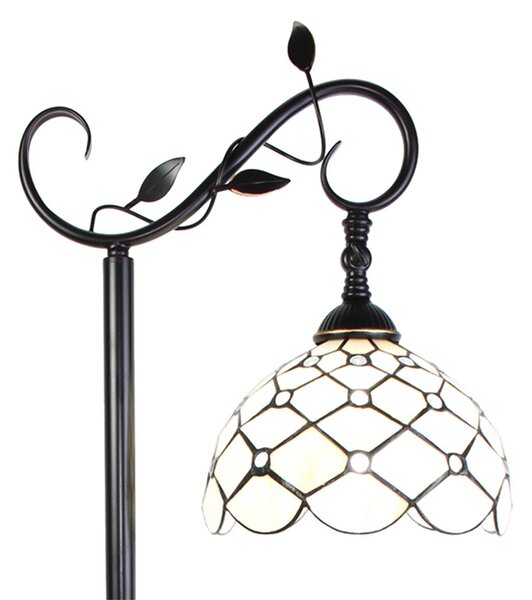 Biela stojacia Tiffany lampa kamienky TransparentEye - 36*25*152 cm E27/max 1*60W - Clayre & Eef