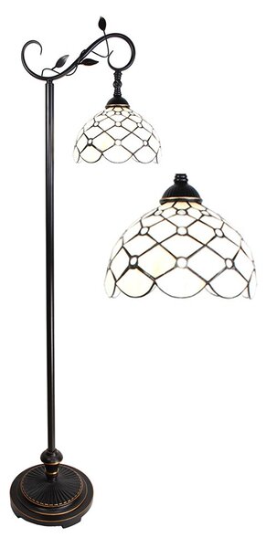 Biela stojacia Tiffany lampa kamienky TransparentEye - 36*25*152 cm E27/max 1*60W - Clayre & Eef