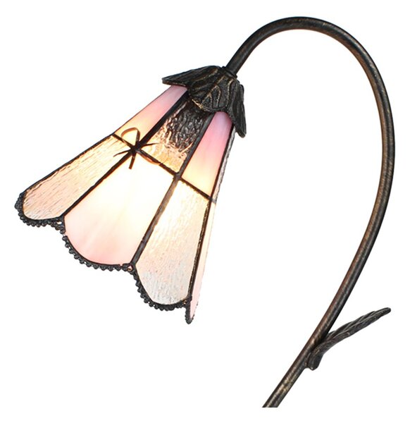 Stolná lampa Tiffany FlowerArc pink - 30*17*48 cm E14/max 1*25W - Clayre & Eef