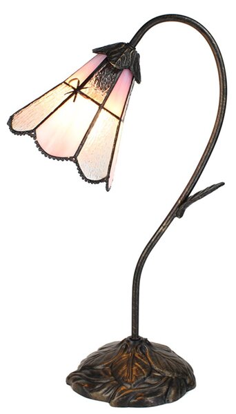 Stolná lampa Tiffany FlowerArc pink - 30*17*48 cm E14/max 1*25W - Clayre & Eef