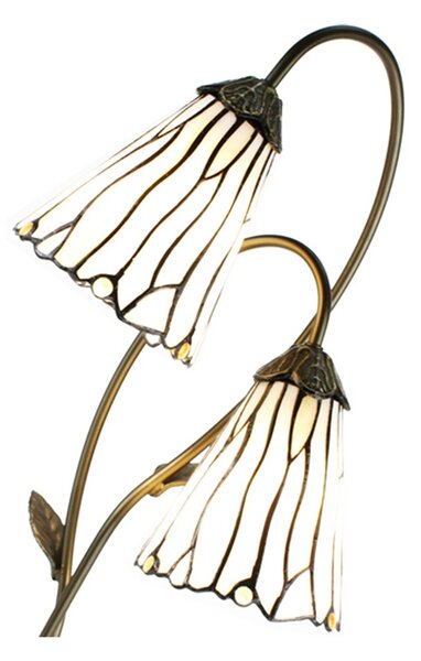Stolná Tiffany lampa 2 tienidlá hnedé kamienky BrownEye - 35*18*61 cm E14/max 2*25W - Clayre & Eef