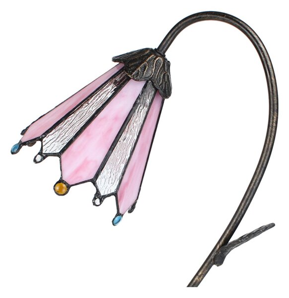 Stolná Tiffany lampa Flowerbell pink - 30*17*48 cm E14/max 1*25W - Clayre & Eef