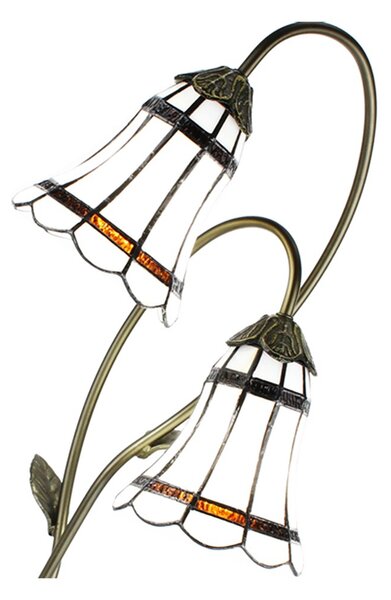 Stolná Tiffany lampa 2 tienidlá hnedé pruhy BrownLine - 35*18*61 cm E14/max 2*25W - Clayre & Eef