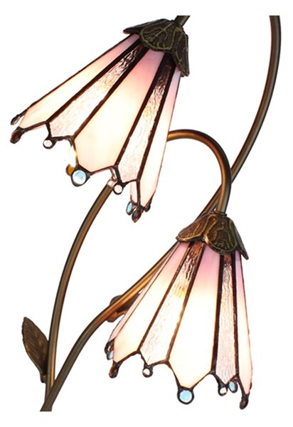 Stolná lampa Tiffany Flowerbell pink - 35*18*61 cm E14/max 2*25W - Clayre & Eef