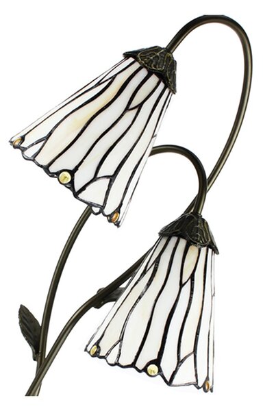 Stolná Tiffany lampa 2 tienidlá hnedé kamienky BrownEye - 35*18*61 cm E14/max 2*25W - Clayre & Eef