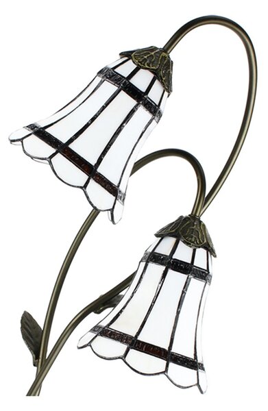 Stolná Tiffany lampa 2 tienidlá hnedé pruhy BrownLine - 35*18*61 cm E14/max 2*25W - Clayre & Eef