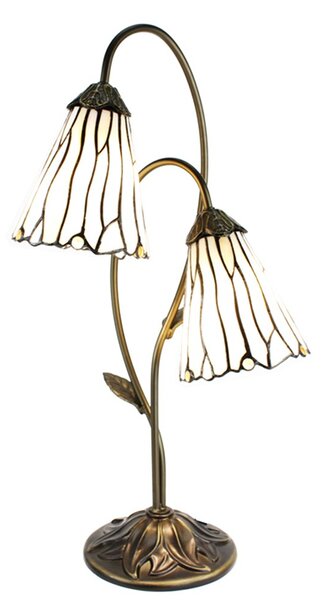 Stolná Tiffany lampa 2 tienidlá hnedé kamienky BrownEye - 35*18*61 cm E14/max 2*25W - Clayre & Eef