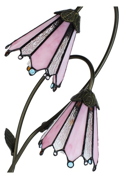Stolná lampa Tiffany Flowerbell pink - 35*18*61 cm E14/max 2*25W - Clayre & Eef