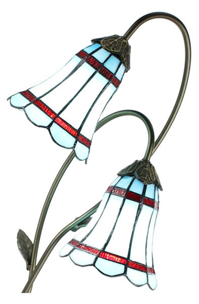 Stolná Tiffany lampa 2 tienidlá červené pruhy RedLine - 35*18*61 cm E14/max 2*25W - Clayre & Eef