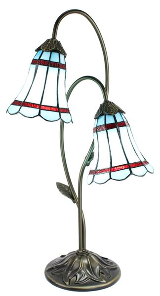 Stolná Tiffany lampa 2 tienidlá červené pruhy RedLine - 35*18*61 cm E14/max 2*25W - Clayre & Eef