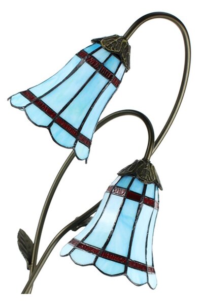 Stolná Tiffany lampa 2 tienidlá červené pruhy RedLine - 35*18*61 cm E14/max 2*25W - Clayre & Eef