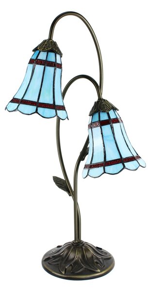 Stolná Tiffany lampa 2 tienidlá červené pruhy RedLine - 35*18*61 cm E14/max 2*25W - Clayre & Eef