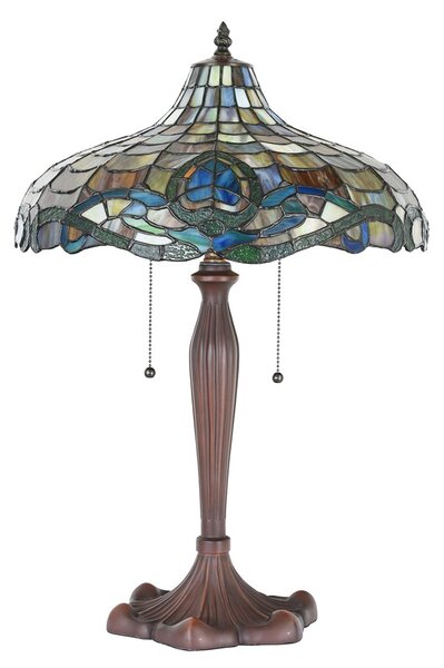 Hnedá stolná lampa Tiffany Vaganto - Ø 41*60 cm E27/max 2*60W - Clayre & Eef