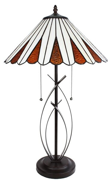 Béžovo-hnedá stolná lampa Tiffany Owa - Ø 41*69 cm E27/max 2*60W - Clayre & Eef
