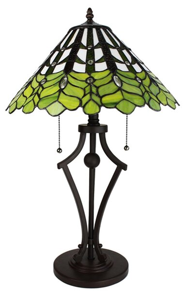 Zelená stolná lampa Tiffany Greena - Ø 41*62 cm E27/max 2*60W - Clayre & Eef