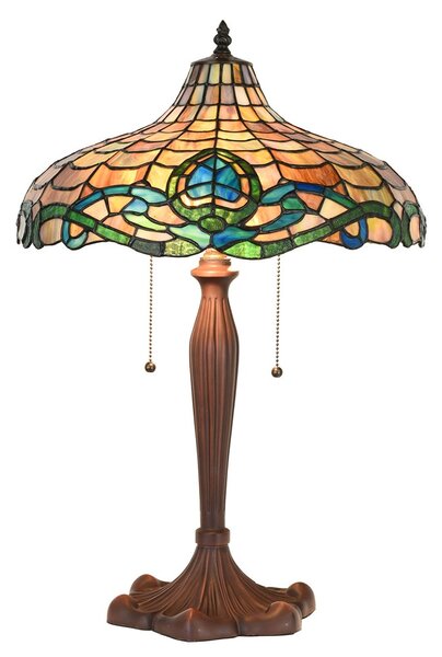Hnedá stolná lampa Tiffany Vaganto - Ø 41*60 cm E27/max 2*60W - Clayre & Eef