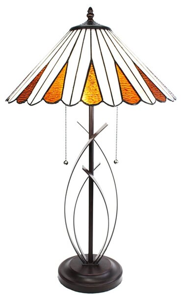 Béžovo-hnedá stolná lampa Tiffany Owa - Ø 41*69 cm E27/max 2*60W - Clayre & Eef
