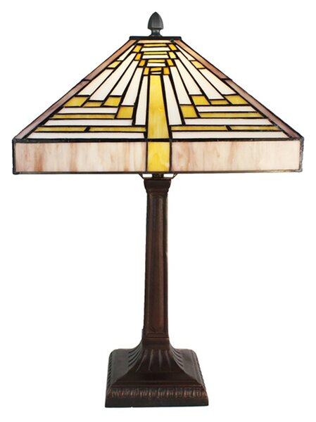Pyramídová stolná lampa Tiffany - 31*31*48 cm E27/max 1*60W - Clayre & Eef
