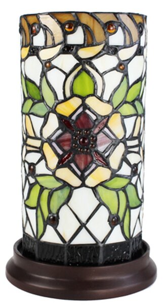 Valcová stolná lampa Tiffany s kvetinou - Ø 15*26 cm E14/max 1*40W - Clayre & Eef
