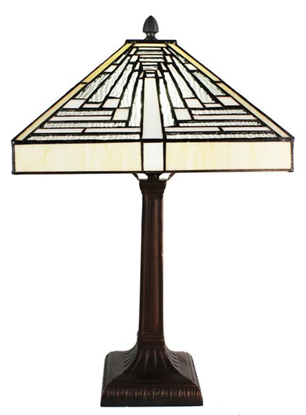 Pyramídová stolná lampa Tiffany Ova - 31*31*48 cm E27/max 1*60W - Clayre & Eef