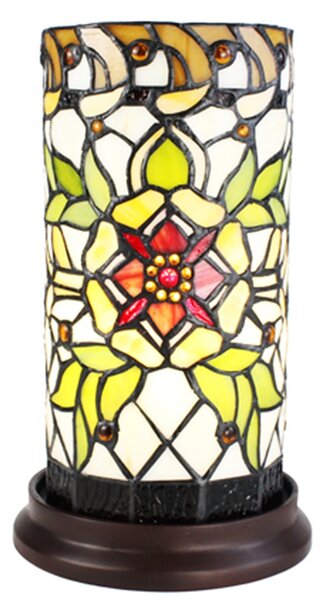 Valcová stolná lampa Tiffany s kvetinou - Ø 15*26 cm E14/max 1*40W - Clayre & Eef