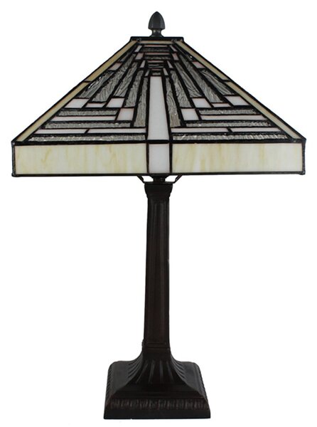 Pyramídová stolná lampa Tiffany Ova - 31*31*48 cm E27/max 1*60W - Clayre & Eef