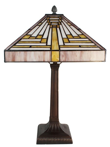 Pyramídová stolná lampa Tiffany - 31*31*48 cm E27/max 1*60W - Clayre & Eef