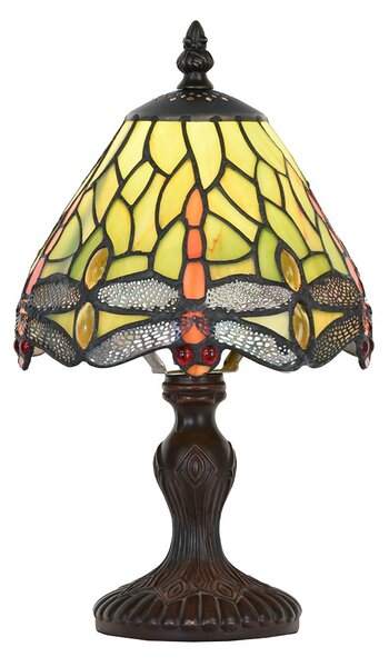 Zelená stolná lampa Tiffany s vážkami - Ø 18*32 cm E14/max 1*25W - Clayre & Eef