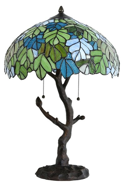 Zelená stolná lampa Tiffany Giallo - Ø 40*60 cm / E27/max 2*60W - Clayre & Eef