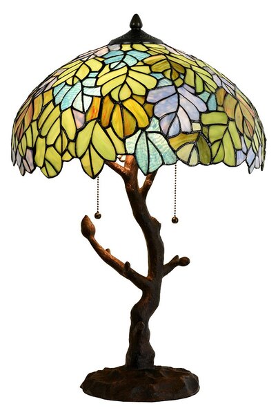 Zelená stolná lampa Tiffany Giallo - Ø 40*60 cm / E27/max 2*60W - Clayre & Eef