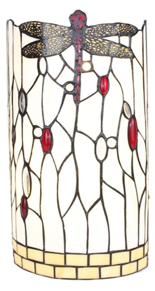 Biela nástenná lampa Tiffany s vážkou DragonFly - 20*10*36 cm E14/max 2*25W - Clayre & Eef