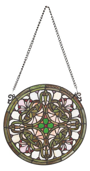 Sklenený okrúhly závesný Tiffany panel - Ø 30*1 cm - Clayre & Eef