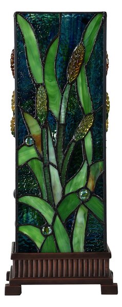 Zelená hranatá stolná lampa Tiffany Squilla - 18*18*45 cm E27/max 1*60W - Clayre & Eef