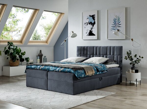 Kontinentálna posteľ 180x200 IVANA 3 - modrá + topper ZDARMA